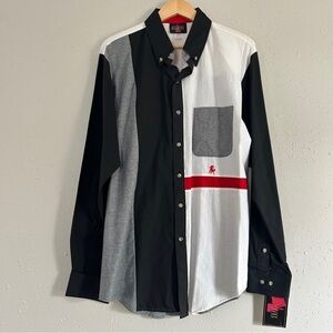 NWT Wildfire Colorblock Red Black White Button Down Western Rodeo Shirt Large
